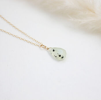 Gold Filled Prehnite Drop Necklace, 4 of 7
