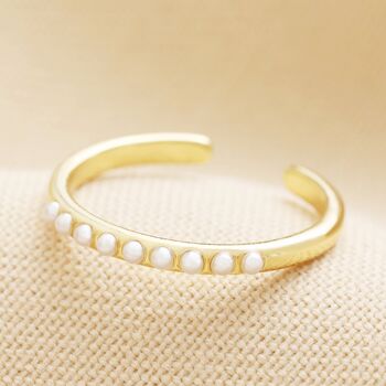 Adjustable Pearl Band Ring In Gold, 2 of 4