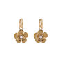 Huggie Hoop Flower Drop Earring In Gold/Silver, thumbnail 1 of 3