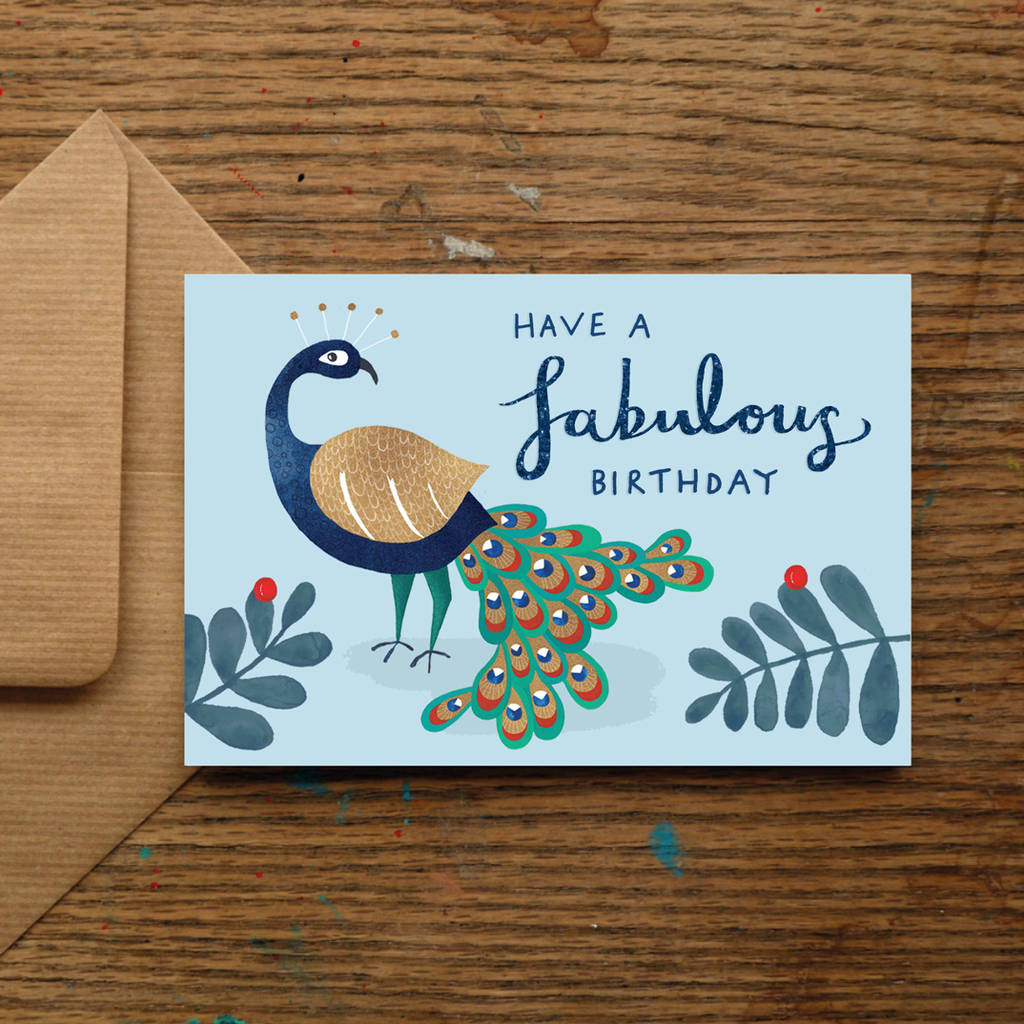 'Have A Fabulous Birthday' Peacock Birthday Card
