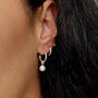 Misshapen Sterling Silver Synthetic Pearl Hoop Earrings, thumbnail 2 of 4