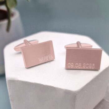 Personalised Initial Date Cufflink And Tie Clip Set, 6 of 7