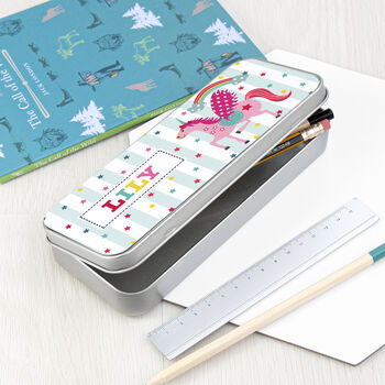 Personalised Girl's Unicorn Pencil Case Tin, 6 of 10