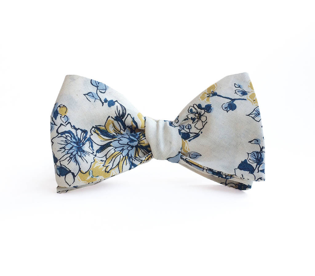 Abbey Yellow And Blue Floral Bow Tie By Sun London | notonthehighstreet.com