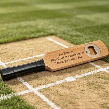 Personalised Cricket Bat Bottle Opener, 10 of 10