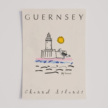 Seagull And Lighthouse In Guernsey Travel Print, 2 of 6