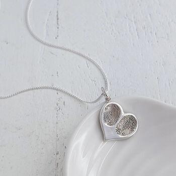 Silver Double Fingerprint Heart Pendant, 2 of 6