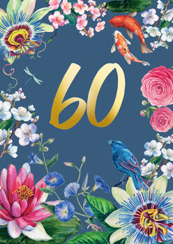 60th Birthday Floral Decorative Card, 2 of 3