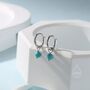 Blue Turquoise Bead Huggie Hoop Earrings, thumbnail 2 of 12