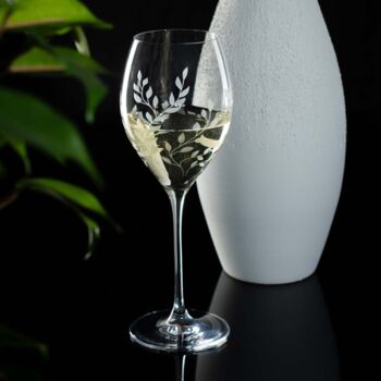 Personalised Set Of Two Floral Crystal Wine Glasses, 6 of 8