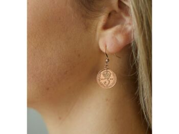 Handmade 24k Rose Gold Plated Coin Earrings, 3 of 6