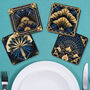 Deco Elegance In Blue Set Of Four Pu Leather Coasters, thumbnail 4 of 8