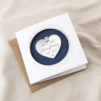 Silver 25th Anniversary Hanging Heart Keepsake Card, 2 of 2