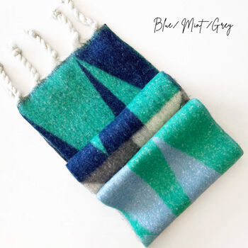 Personalised Colour Block Geometric Chunky Knit Scarf, 10 of 12