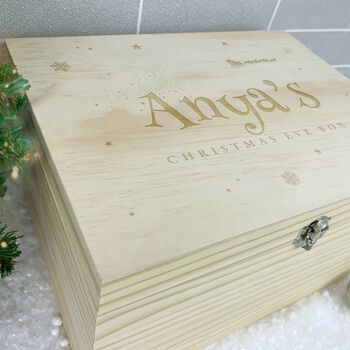 Personalised Santa Sleigh Engraved Christmas Eve Box Five Sizes, 3 of 11