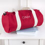 Monogrammed Barrel Gym Bag In Red, thumbnail 2 of 8