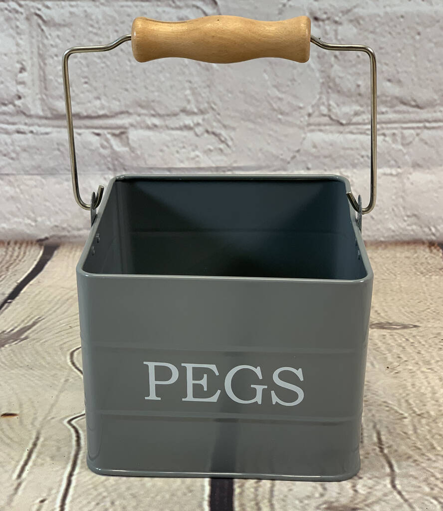 Peg Storage Tin In French Grey By Garden Selections