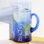 Personalised 100% Recycled Eco Glass Jug One L Blue, thumbnail 2 of 3