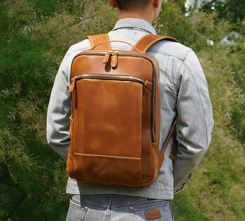 Zip Open Leather Backpack, 2 of 9