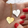 Engraved Large Heart Necklace, Silver Or Gold Plated, thumbnail 1 of 8