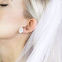 White Pearlescent Stud Wedding Bridal Earrings, thumbnail 2 of 5