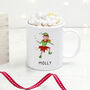 Personalised Playful Elf Christmas Polymer Mug, thumbnail 7 of 9