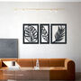 098 Three Panels Leaves Wall Art Stain Wood Home Decor, thumbnail 1 of 9