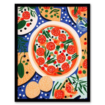 Margherita Mezze Pizza Kitchen Vibrant Wall Art Print, 5 of 6