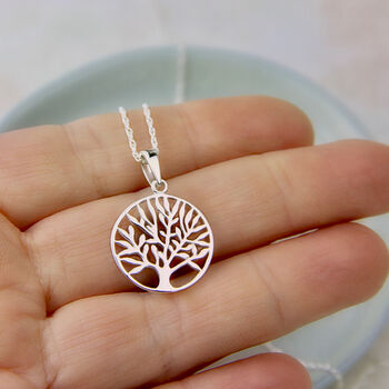 Sterling Silver Tree Of Life Round Necklace, 4 of 9