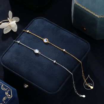 Delicate Moonstone And Cz Bracelet In Sterling Silver, 7 of 11