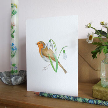 Robin And Snowdrops Christmas Card, 2 of 6