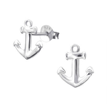 Nautical Anchor Sterling Silver Earrings, 4 of 6