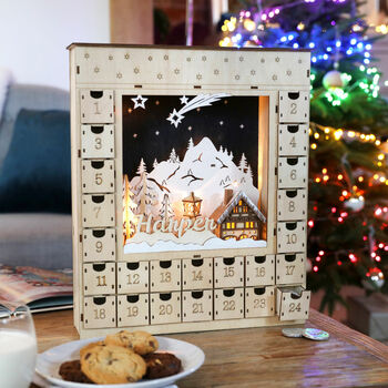 Personalised Wooden Winter Scene Advent Calendar, 6 of 8