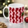 Printed Pink And Red Wavy Christmas Mug, thumbnail 2 of 4