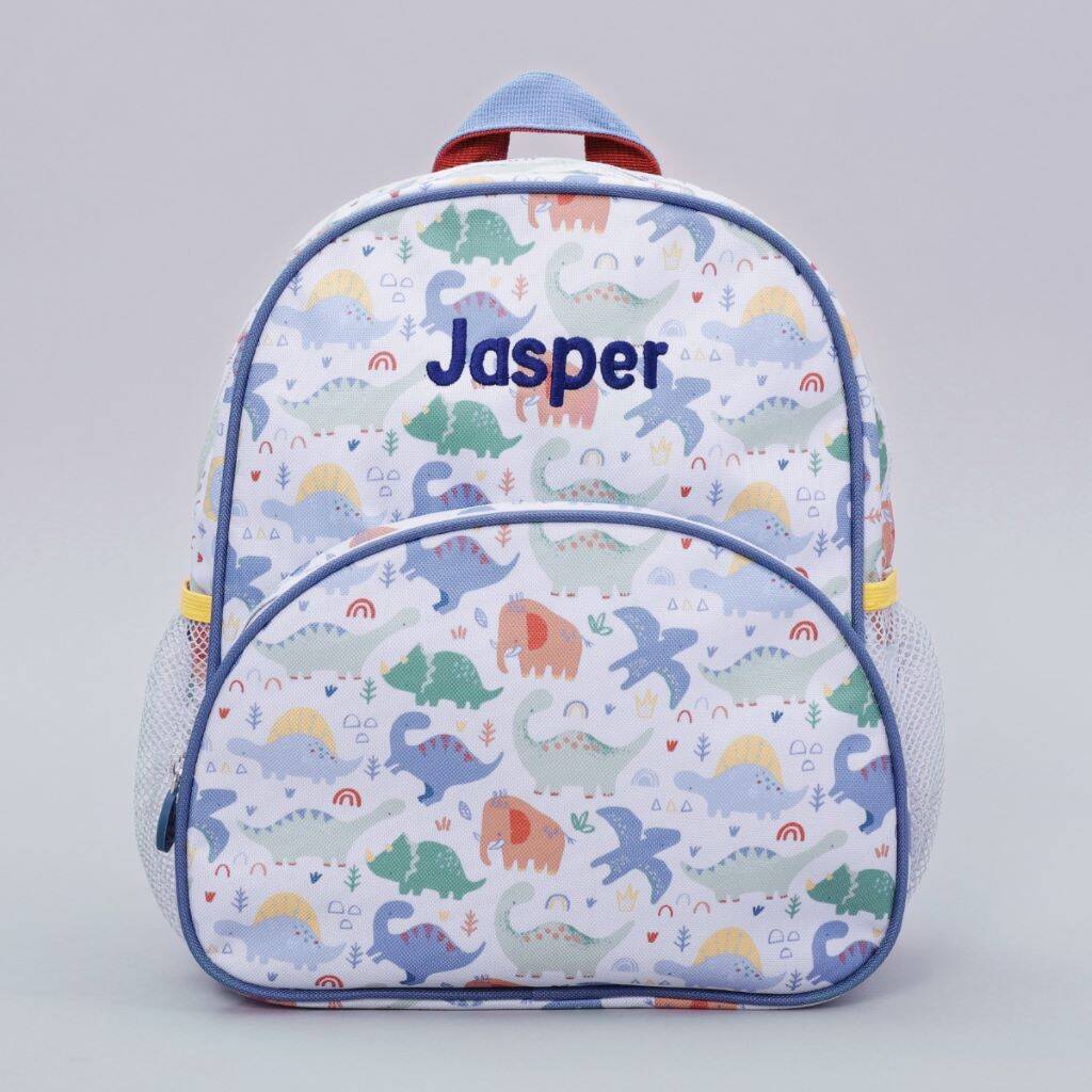 Personalised Colourful Dinosaur Print Medium Backpack, 1 of 5