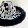 Personalised Faux Fur Trim Cow Print Cowboy Hat, thumbnail 5 of 11