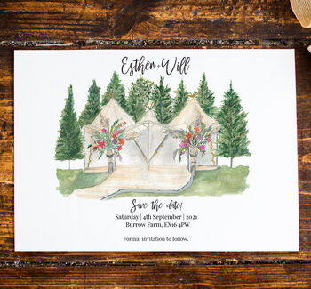 Watercolour Tipi Wedding Save The Date, 2 of 4