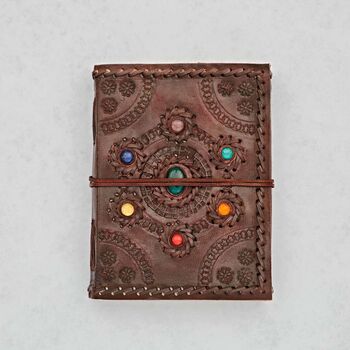 Chakra Circle Embossed And Stitched Leather Journal, 4 of 5