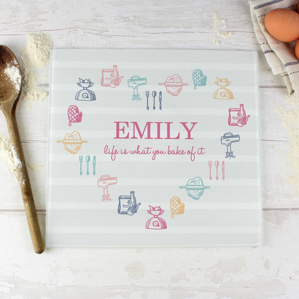 Personalised Glass Chopping Board By Sassy Bloom As seen on TV