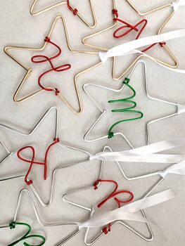 Personalised Wire Star Christmas Decorations – Custom Initials Or Letters, 4 of 4