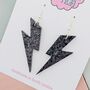 Large Black Lightning Bolt Earrings / Rocker Chick Statement Bold Stage Jewellery / Gothic Statement Earrings Dark Alternative Aesthetic, thumbnail 2 of 4