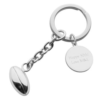 Sterling Silver Rugby Ball Keyring, 2 of 6
