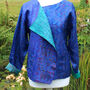 Kantha Handstitched Blue Silk Jacket, thumbnail 5 of 8