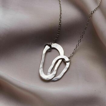 Organic Hammered Personalised Double Hoop Necklace, 4 of 8