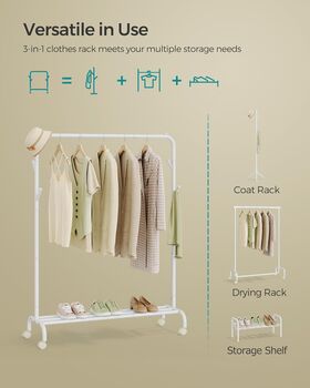 Clothes Rail Metal Frame Single Clothes Hanging Rail, 3 of 12