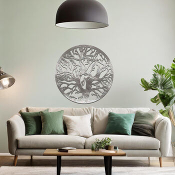 Circular Metal Tree Silhouette Wall Art Sculpture For Living Room, 5 of 11