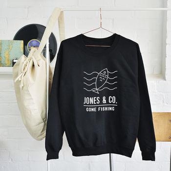 'Gone Fishing' Personalised Adventure Men's Sweatshirt, 3 of 7