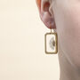 Daisy Square Frame Dangle Earrings, thumbnail 1 of 2