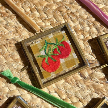 Tomatoes Gingham Embroidered Framed Keepsake, 4 of 7