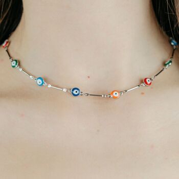 Evil Eye Protection Dainty Turkish Choker Necklace, 2 of 11